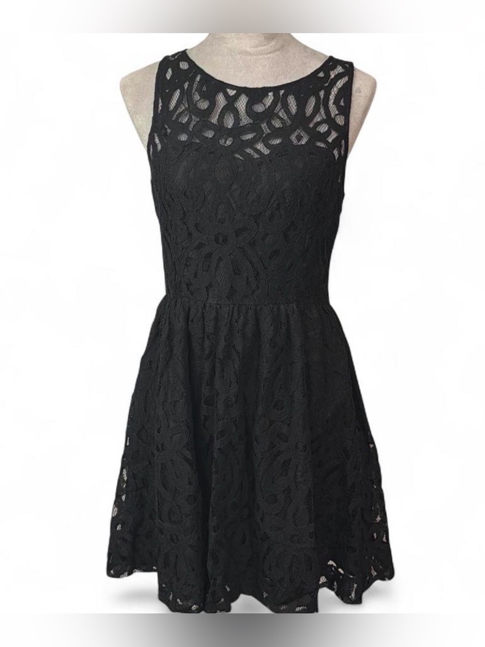 Lauren Conrad Black Lace Fit & Flare Dress - Elegant Sleeveless Design